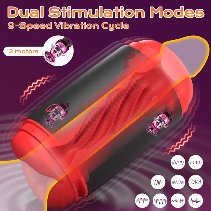 Electric Blowjob Pocket Pussy Masturbator with 9 Vibrations & Pressure Modes