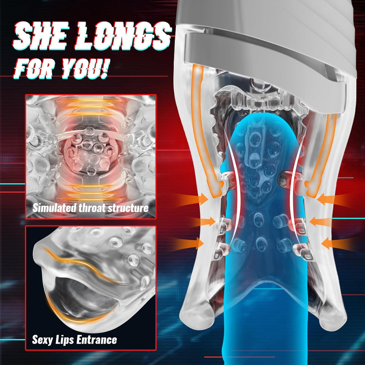 Automatic Penis Trainer Glans Vibrator Masturbator with 5 Bites & 8 Vibration Modes