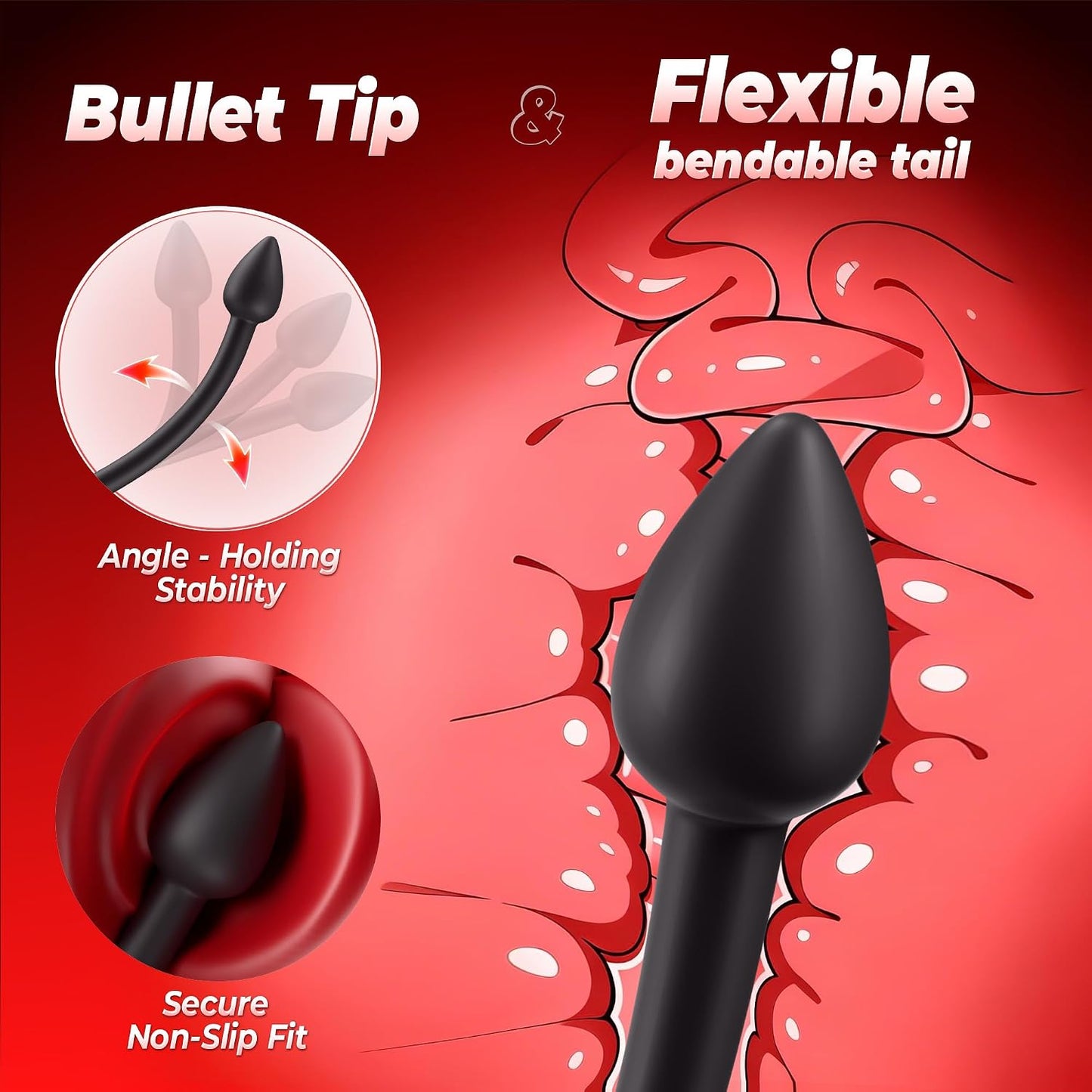 4 IN 1 Prostate Massager Anal Vibrator Penis Ring Taint Stimulator with 9 Vibration Modes