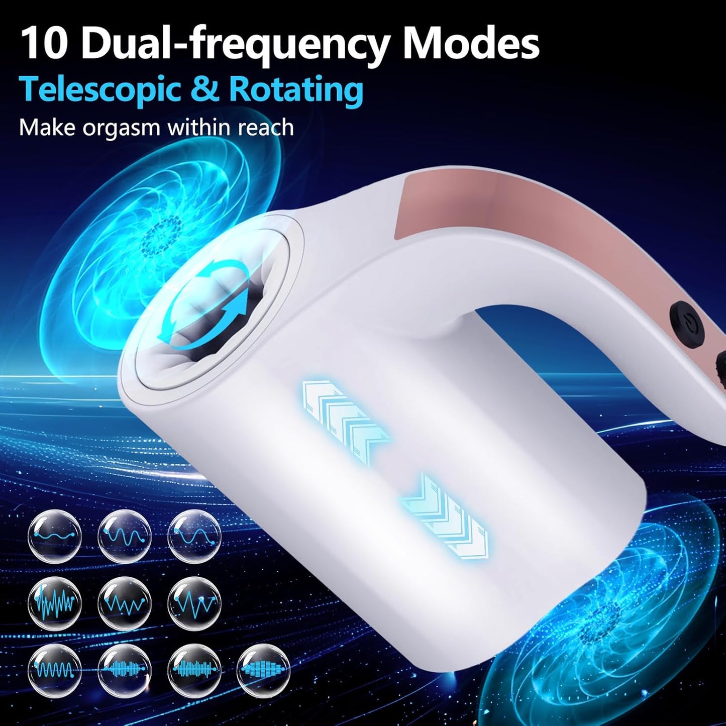 2 in 1 Automatic Masturbator Penis Trainer with 10 Telescopic Rotation Vibration Modes