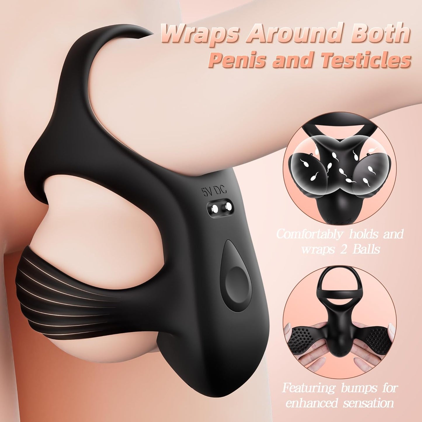 Electric Testicle Penis Trainer Vibrator Massager Cock Ring with 9 Vibration Modes