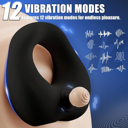 Couple Vibrator Cock Ring Penis Trainer Testicle Stimulator with 12 Vibrator Modes