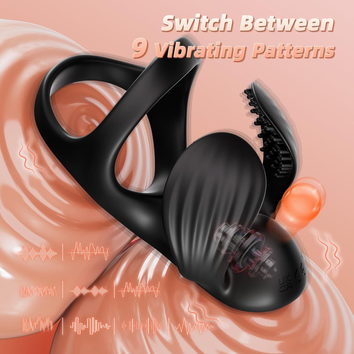 Electric Testicle Penis Trainer Vibrator Massager Cock Ring with 9 Vibration Modes
