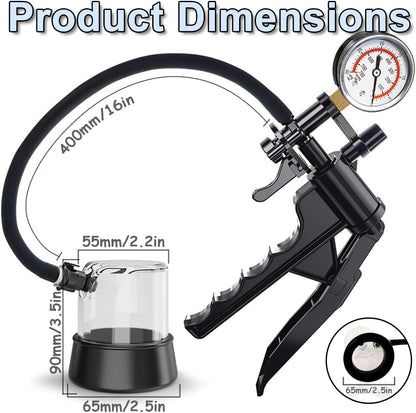 Penis Enlarger Kit Vacuum Pump Glans Trainer with 3 Rubber Sleeves & Manometer