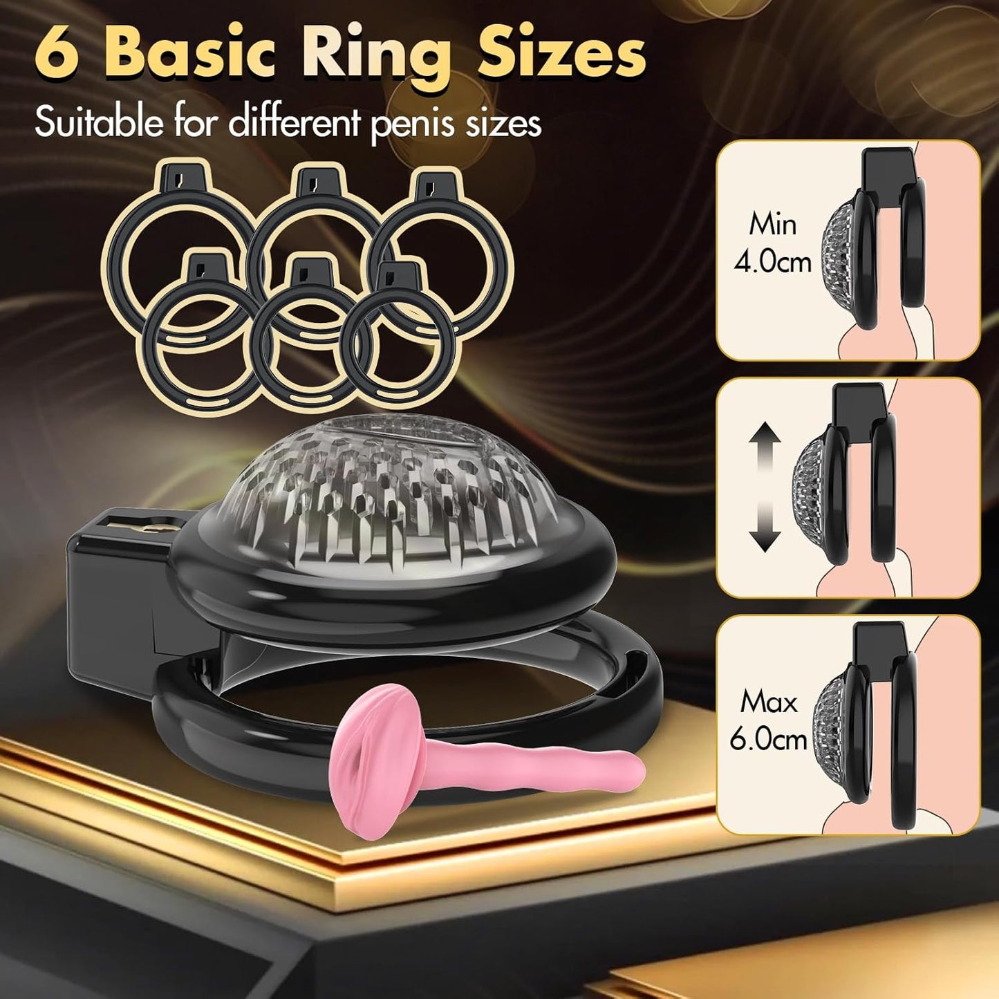 Chastity Cage Soft Chastity Cage Men's Size Better with 6 Penis Rings