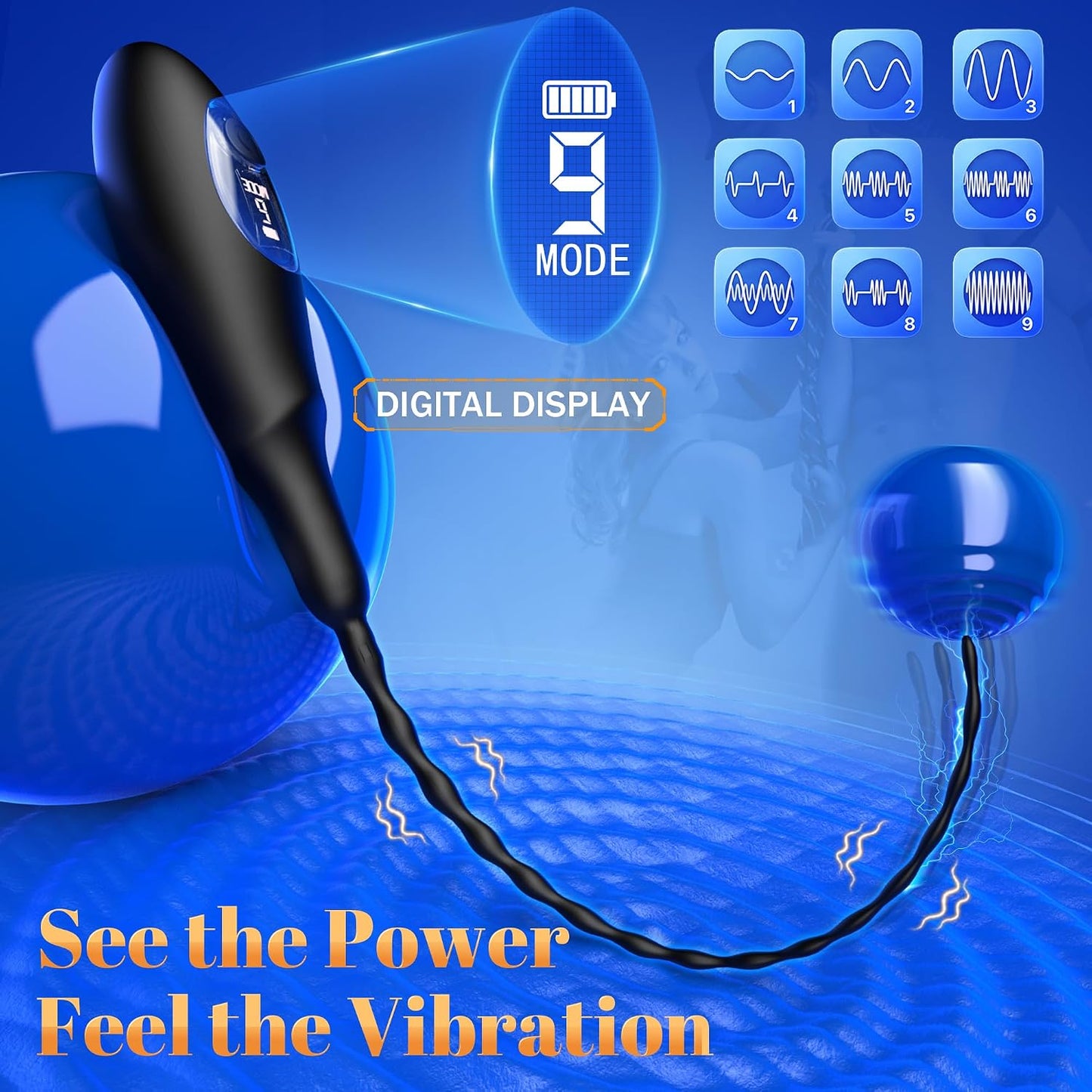 Penis Plug Vibrator Urethra Sound Rod Prostate Stimulator with 9 Vibration Modes