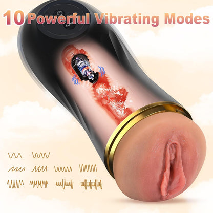 Realistic Masturbator Pocket Pussy Stroker Blowjob with 10 Vibration Modes