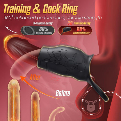 Cock Ring Penis Sleeve Training Extender Vibrator Stimulator with 10 Vibration Modes