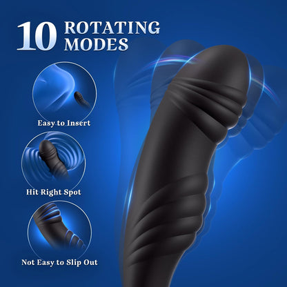Prostate Massager Cock Ring Anal Vibrator with 10 Intense Vibrating & Rotating Modes