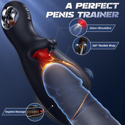 Penis Trainer Vibrator Pocket Pussy Stroker with 10 Licking & Vibrating Modes