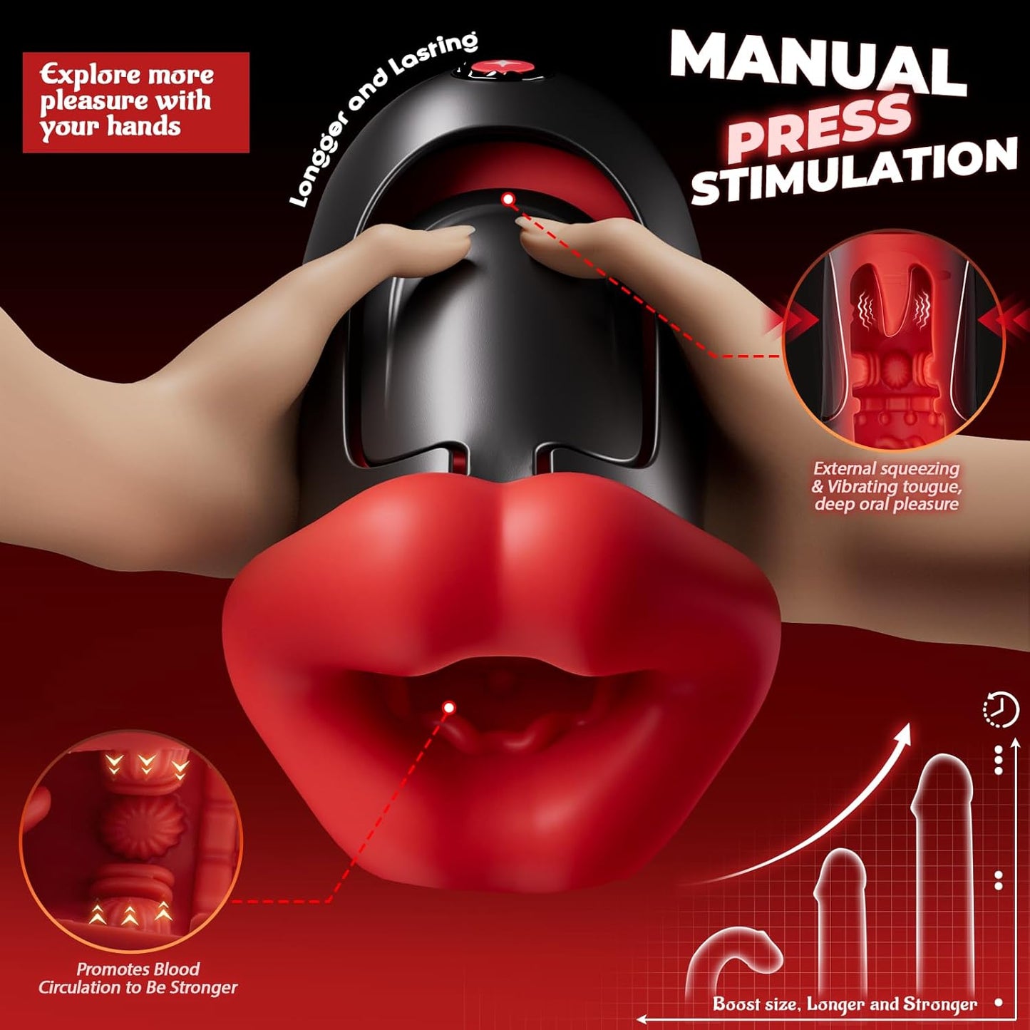 APP Control Squeezable Masturbator Stroker Blowjob with 10 Vibrations & Tongue Modes