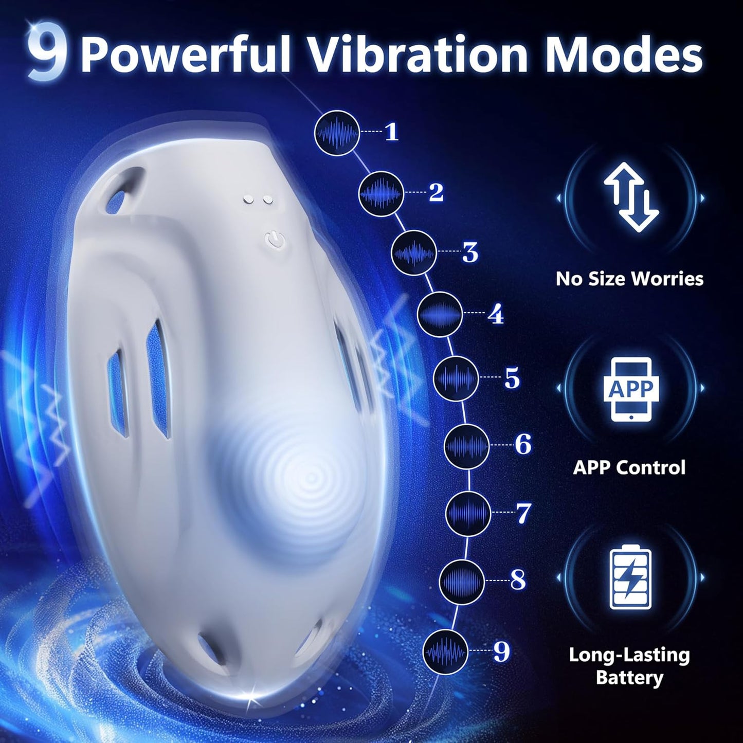 Portable Penis Cage Chastity Belt BDSM Protection Testicle Trainer with with 9 Modes & APP Control