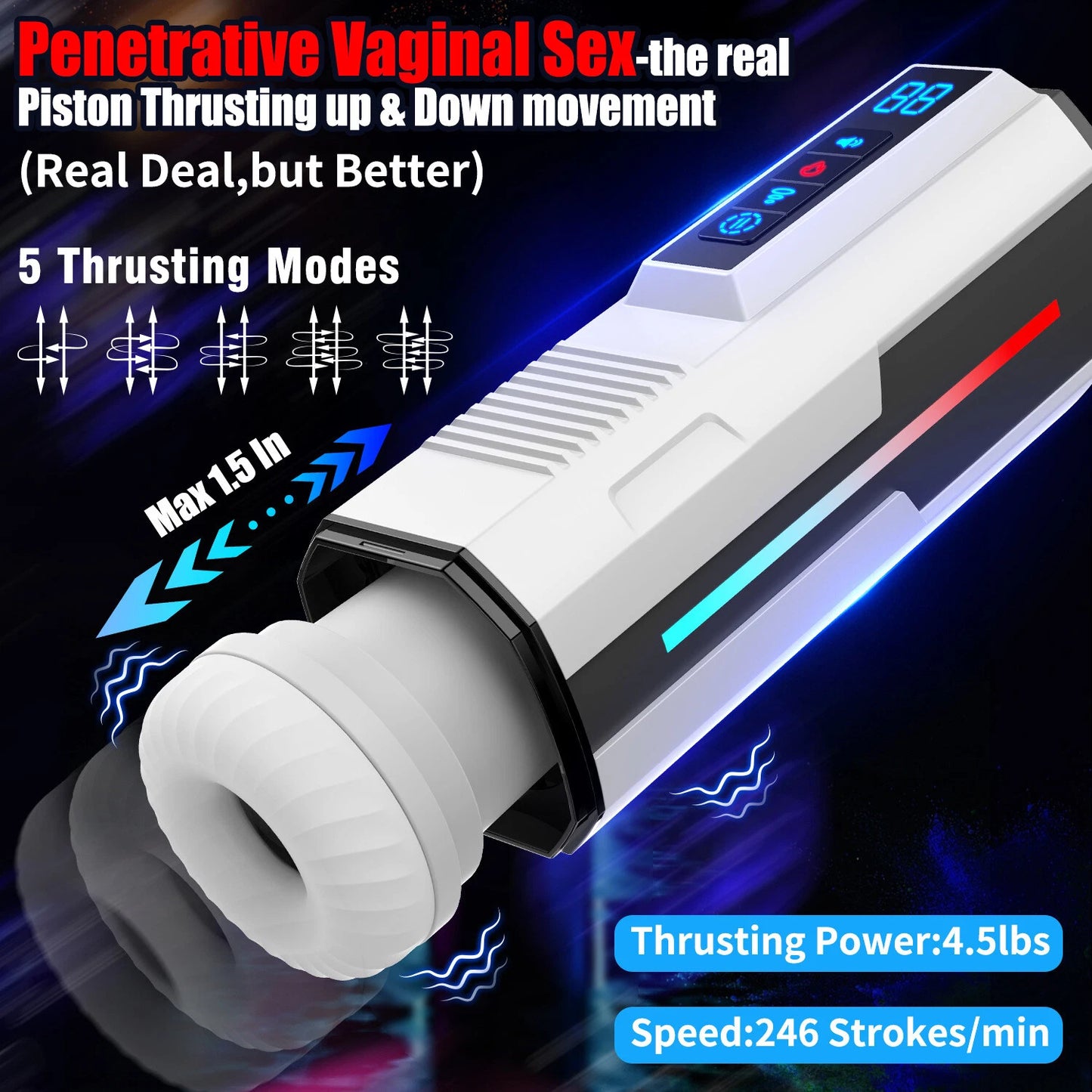 Automatic Masturbator Blowjob Machine with 7 Vibrating & 5 Sucking & Thrusting Modes