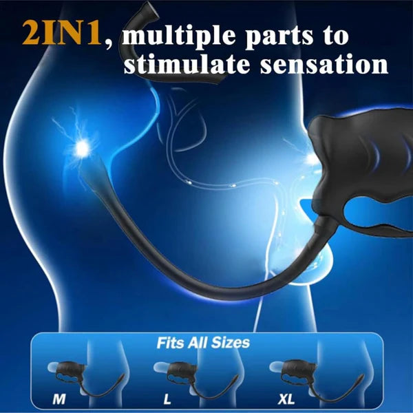 3 IN 1 Penis Trainer Vibrator Stroker Masturbator with 10 Vibration Modes & Anal Plug