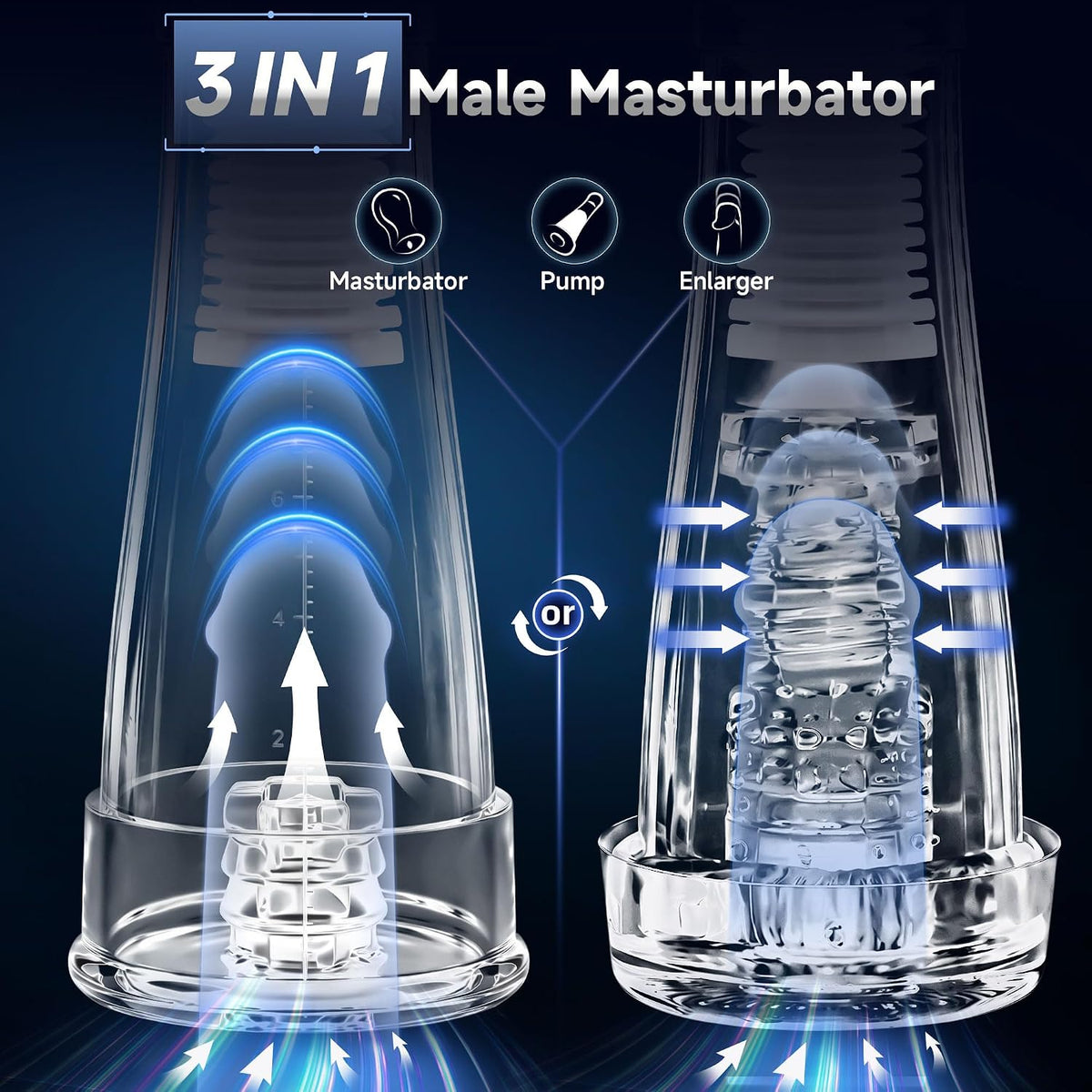 Digital Display Automatic Masturbator Penis Pump Stroker with 5 Suction + 9 Vibration