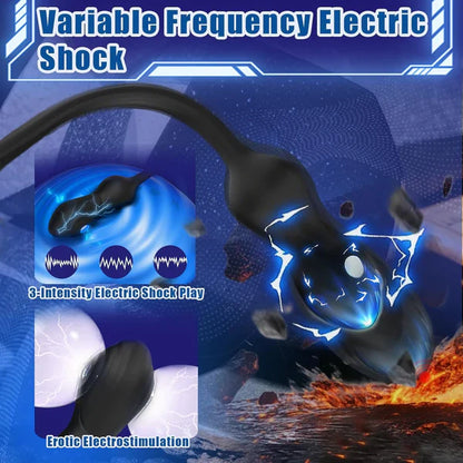 E-stim Anal Vibrator Cock Ring Prostate Massager with 10 Vibration & 3 Shock Modes
