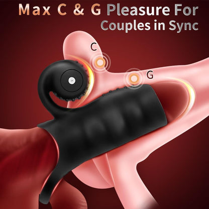 360° Resonance Double Locking Penis Trainer Vibrator Cock Ring with 10 Vibration Modes