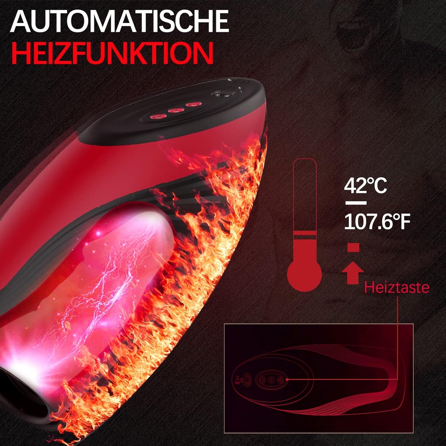 Electric Penis Trainer Vibrator Stroker with & 6 Suction & 9 Vibration Modes & Heating