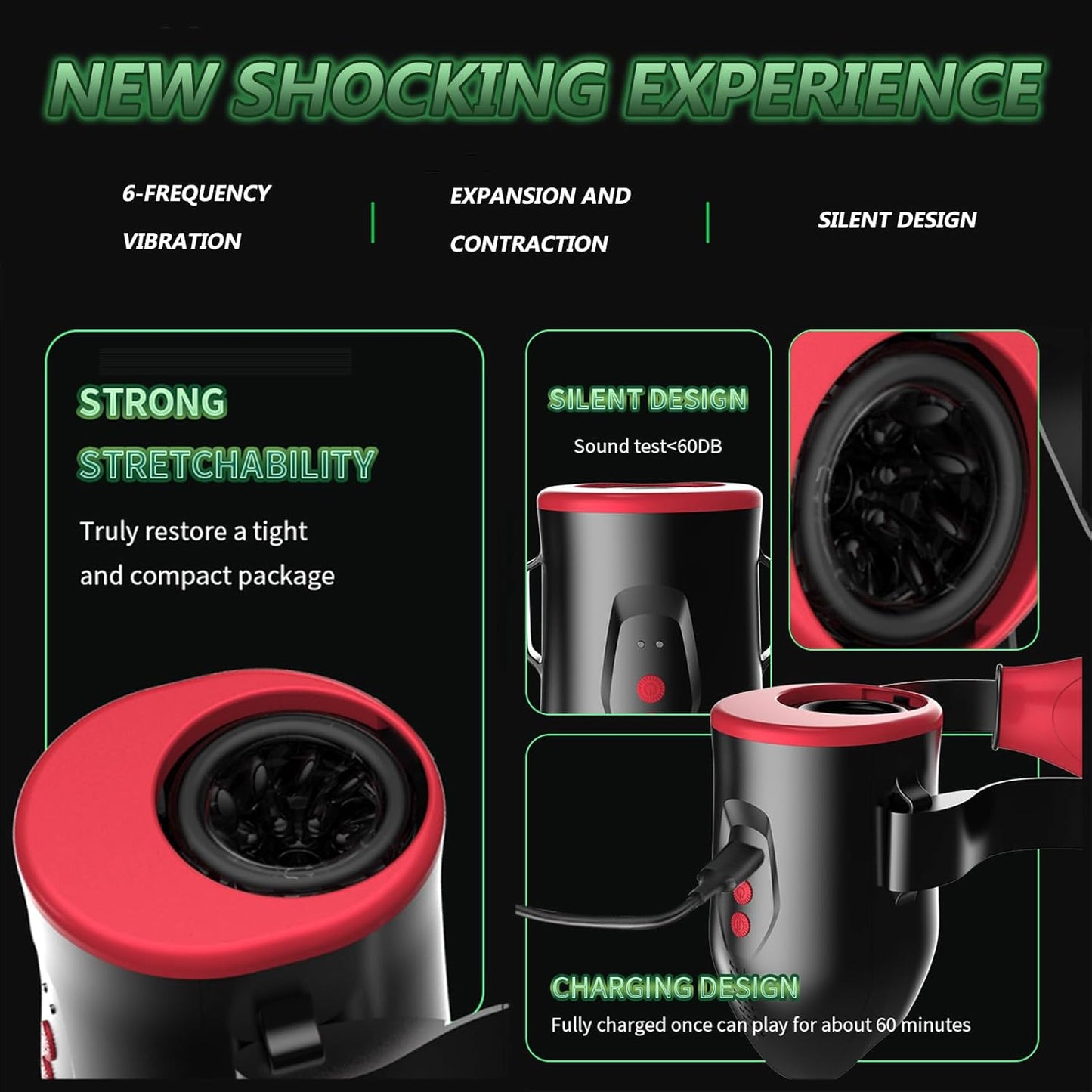 Automatic Sucking Male Masturbation Cup Stroker with 6 Vibrating & Thrusting Modes