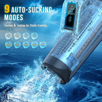 Automatic Penis Pump Masturbator Sex Machine with 9 Suction Layers & Training Modes