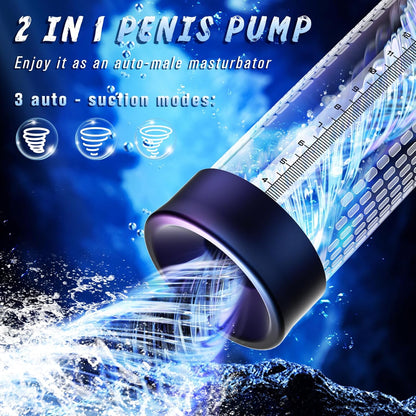 2 in 1 Electric Penis Pumps Enlargers with 4 Training Pressure & 3 Suction Modes