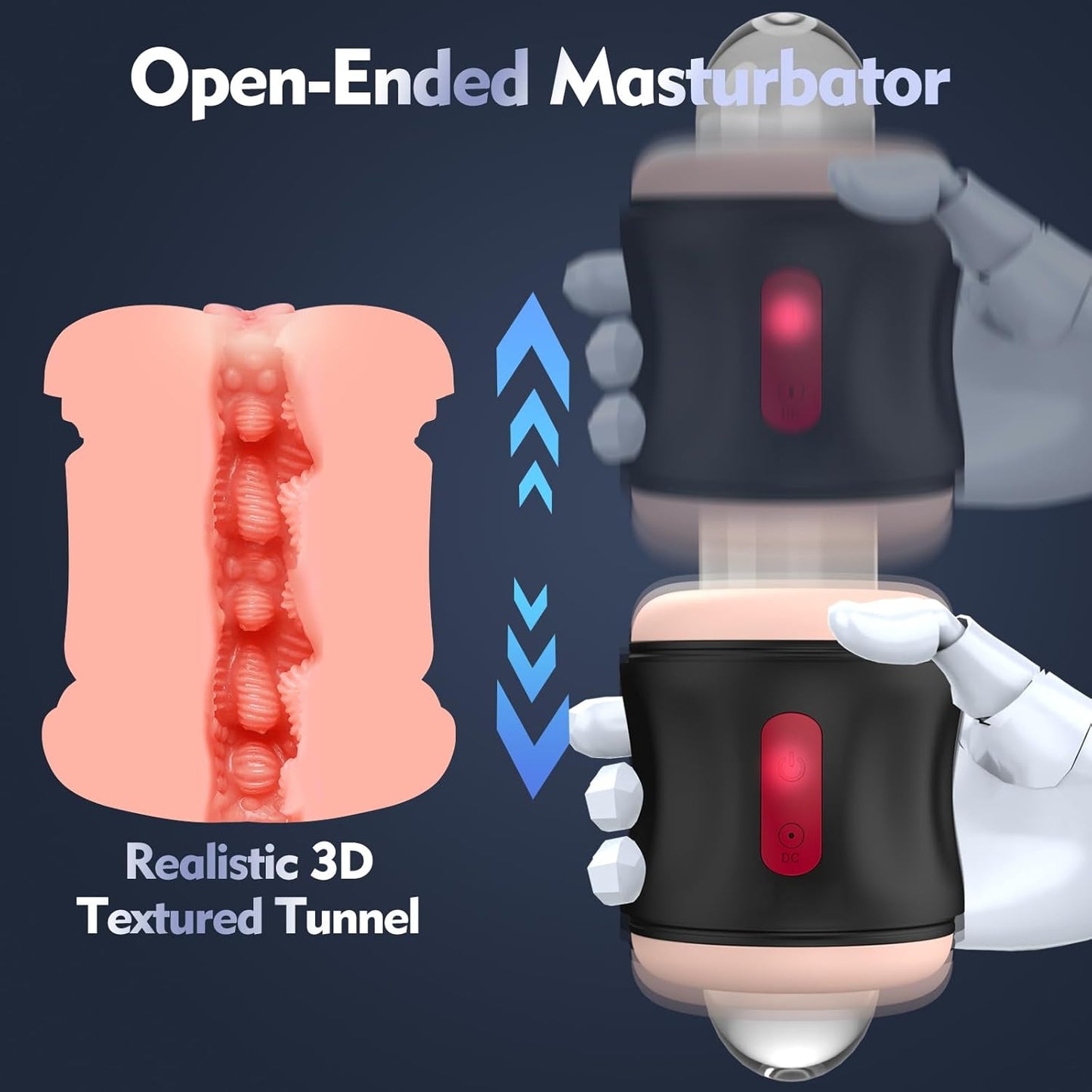 Open-ended Realistic Masturbator Stroker Blowjob with 9 Strong Vibrations