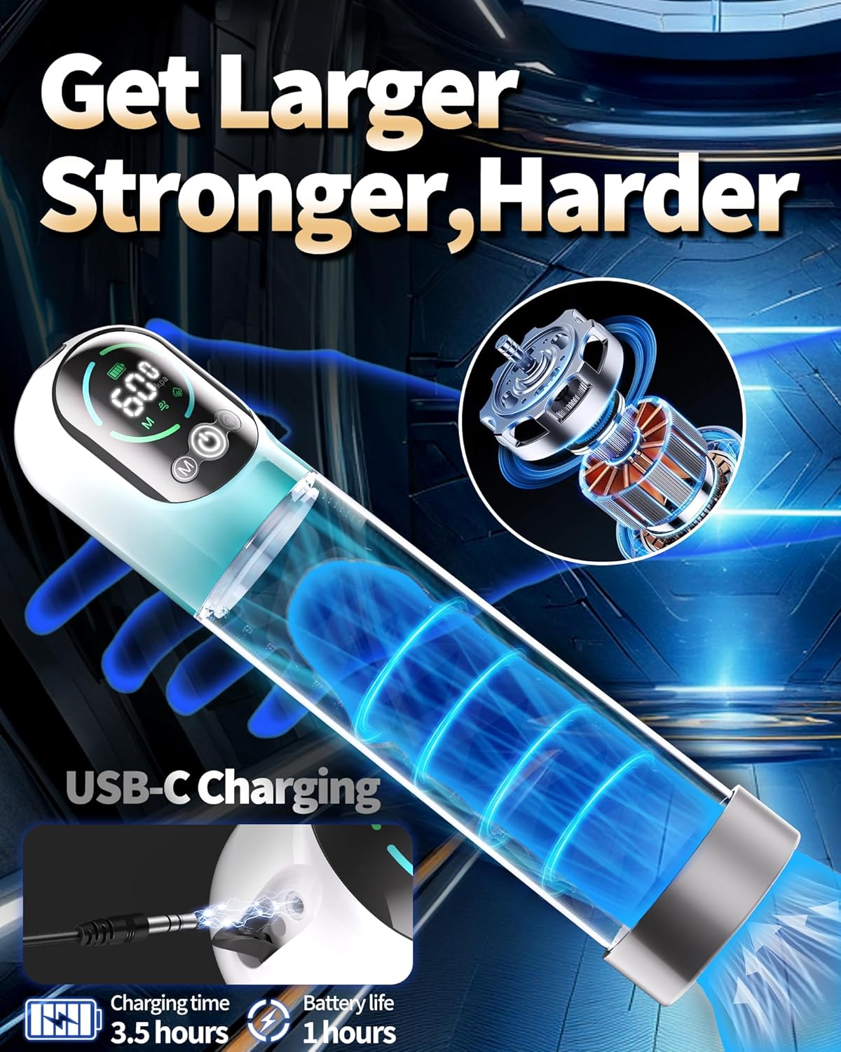 Electric Vacuum Penis Pump Masturbator with 6 Training & 5 Sucking Modes