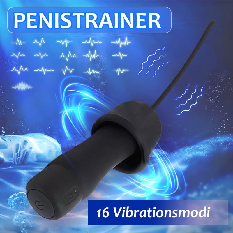 Urethral Vibrator Dilator Penis Trainer Plug Stimulator with 16 Vibration Modes