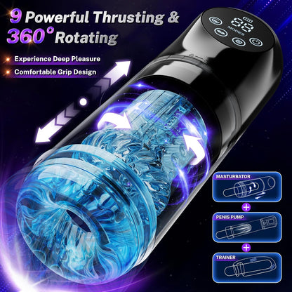 AI Sync Masturbator 9S Penis Pump with 9 Thrusting Rotating & 9 Vibrating Sucking Licking Modes