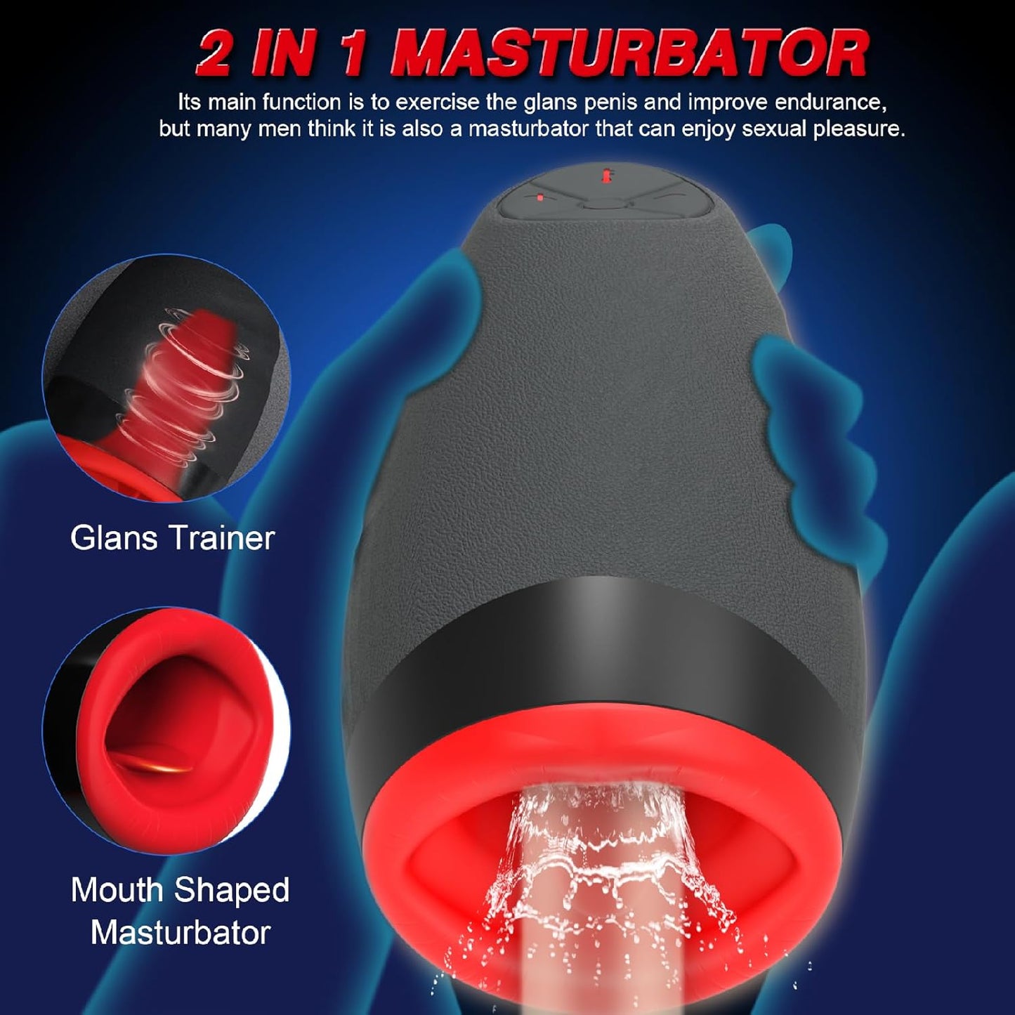 Automatic Masturbator Penis Vibrator Glans Trainer with 7 Vibrating Modes & 3 Speeds