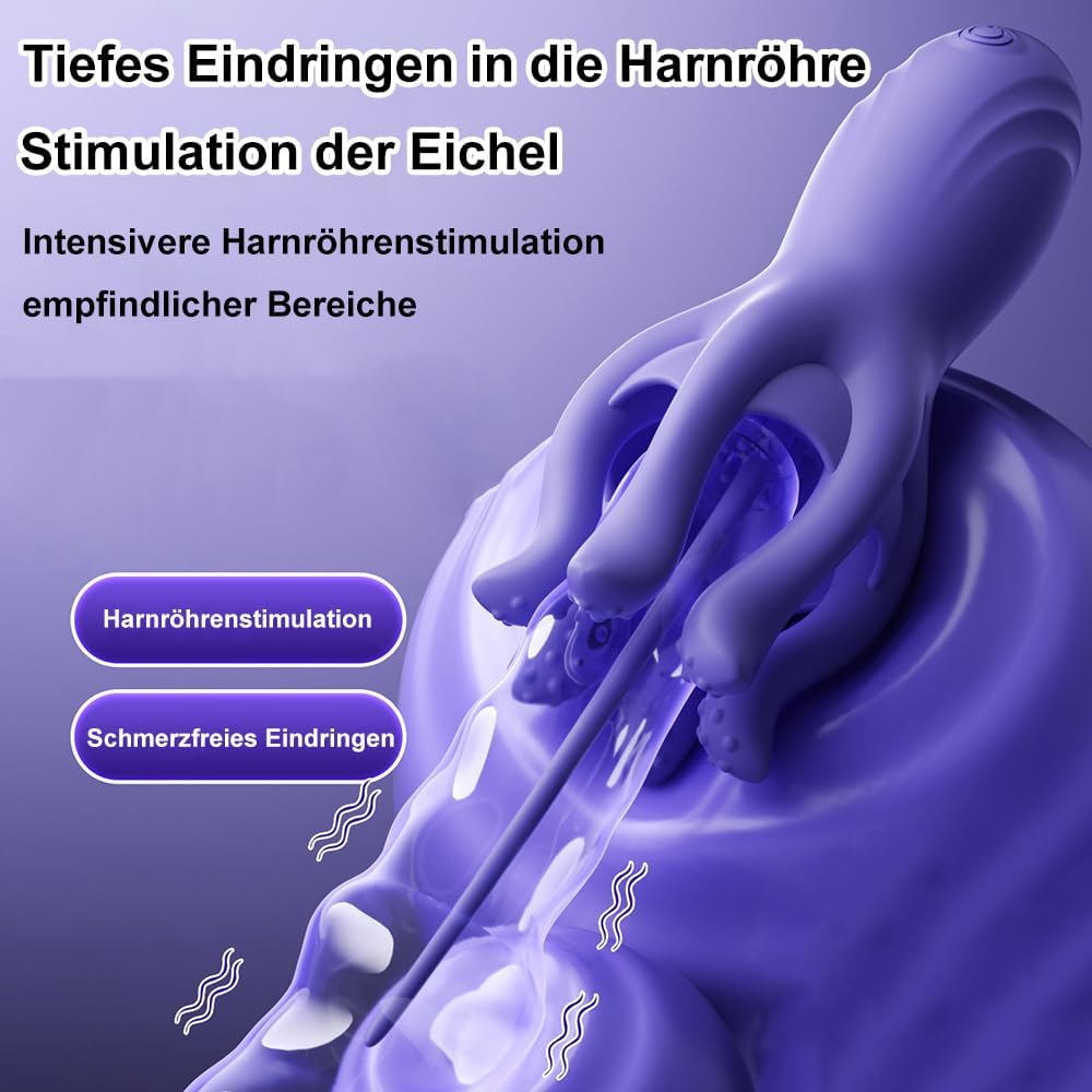 2 IN 1 Glans Vibrator Prostate Stimulator Penis Vibrator Dilator with 10 Vibration Modes