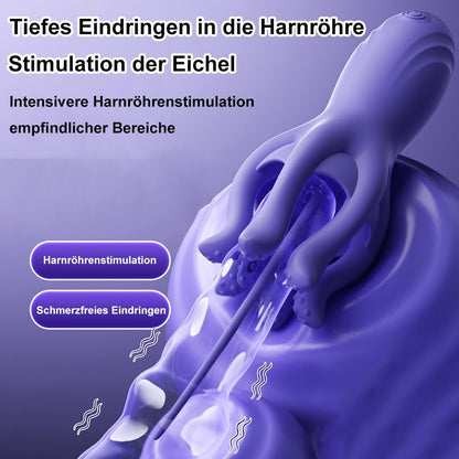 2 IN 1 Glans Vibrator Prostate Stimulator Penis Vibrator Dilator with 10 Vibration Modes