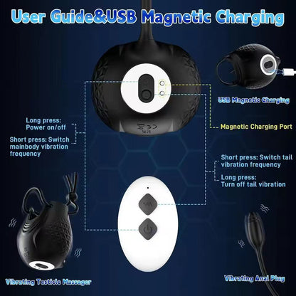 360° Wrapping Testicle Vibrator Penis Trainer Prostate Massager with 10 Vibration Modes