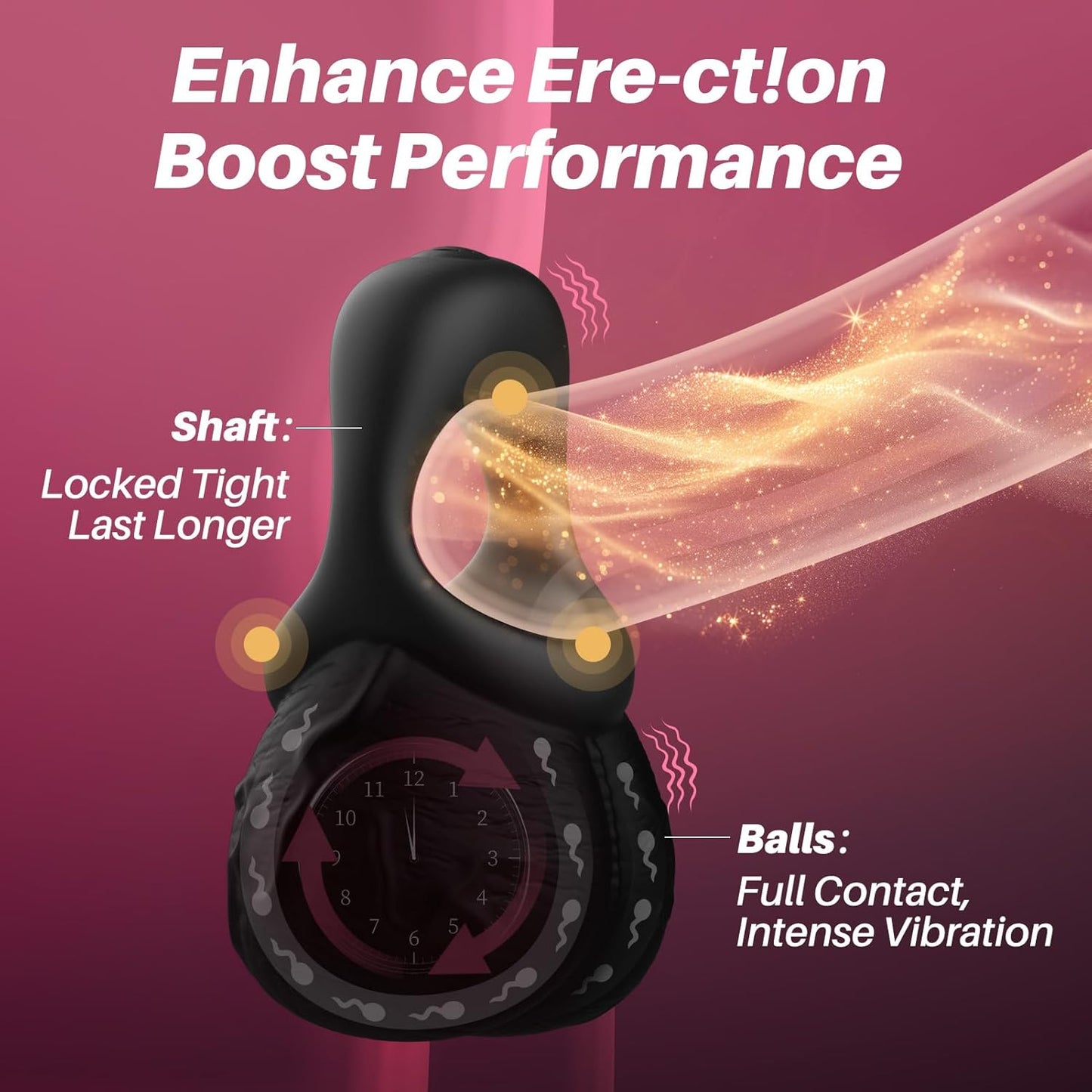 2 IN 1 Cock Ring & Balls Pouch Multifunctional Penis Trainer with 9 Vibration Modes