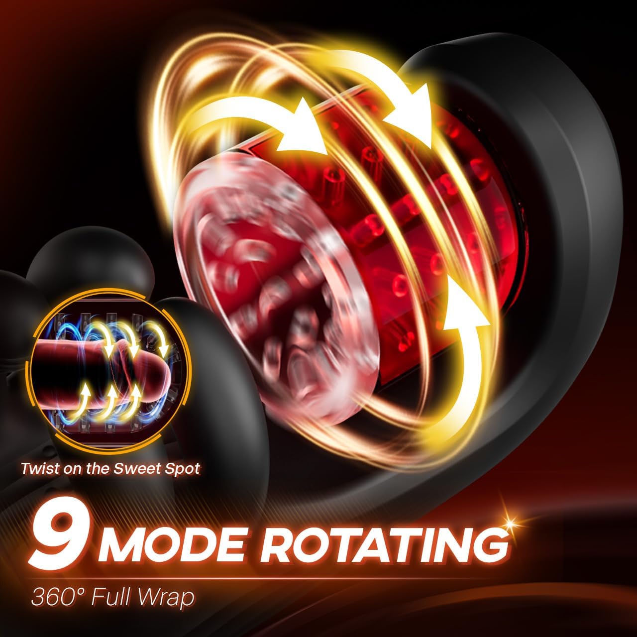 3 IN 1 Penis Trainer Glans Vibrator Stroker Blowjob with 9 Rotation and Vibration Modes