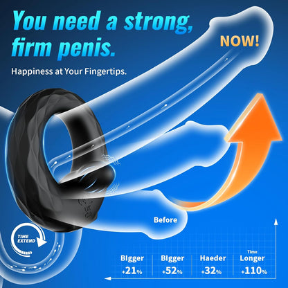 APP Pleasure Cock Ring Penis Vibrator Testicle Stimulator with 9 Vibration Modes