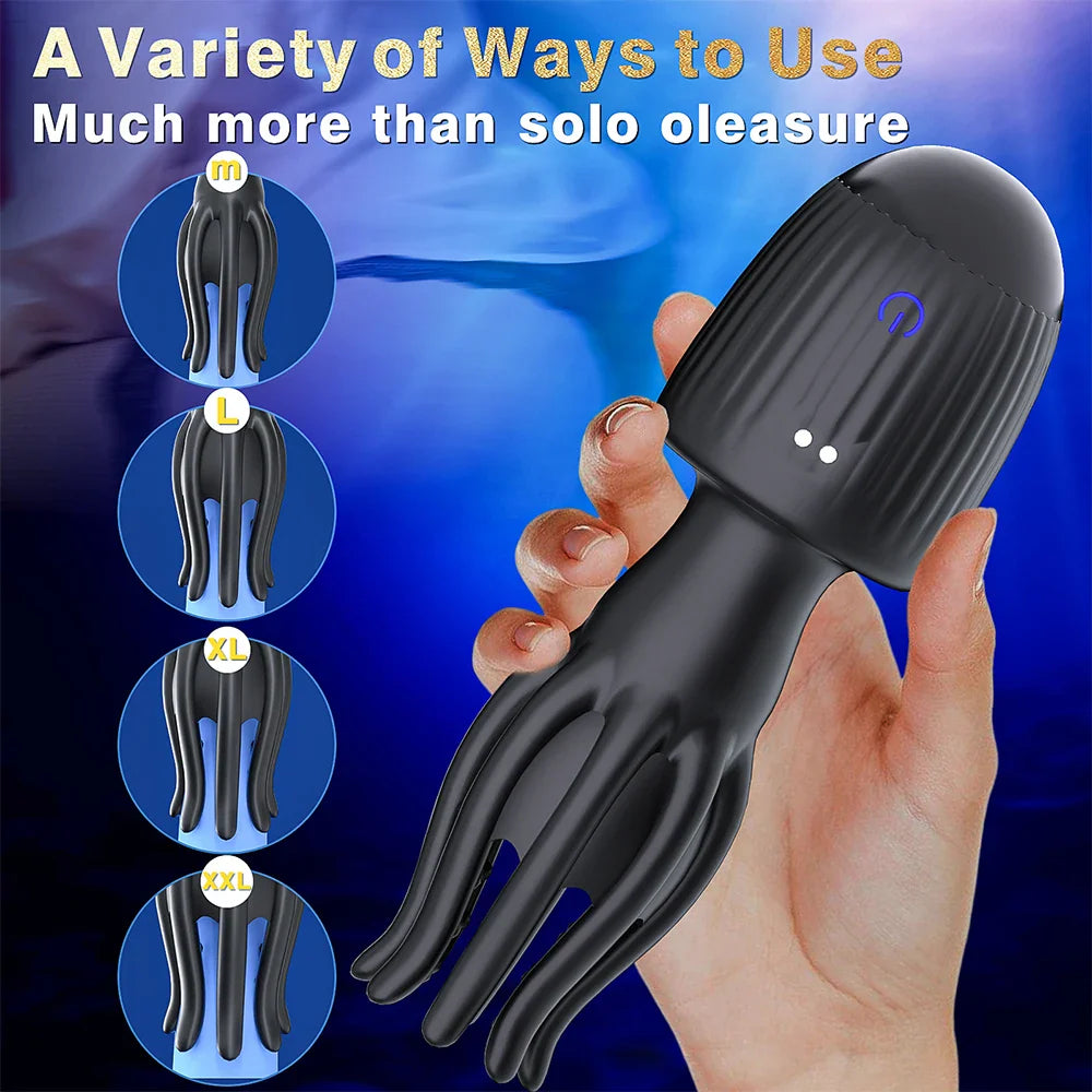 Glans Vibrator Penis Testicular Massage Trainer Masturbator with 10 Frequency & Expansion & Vibrations