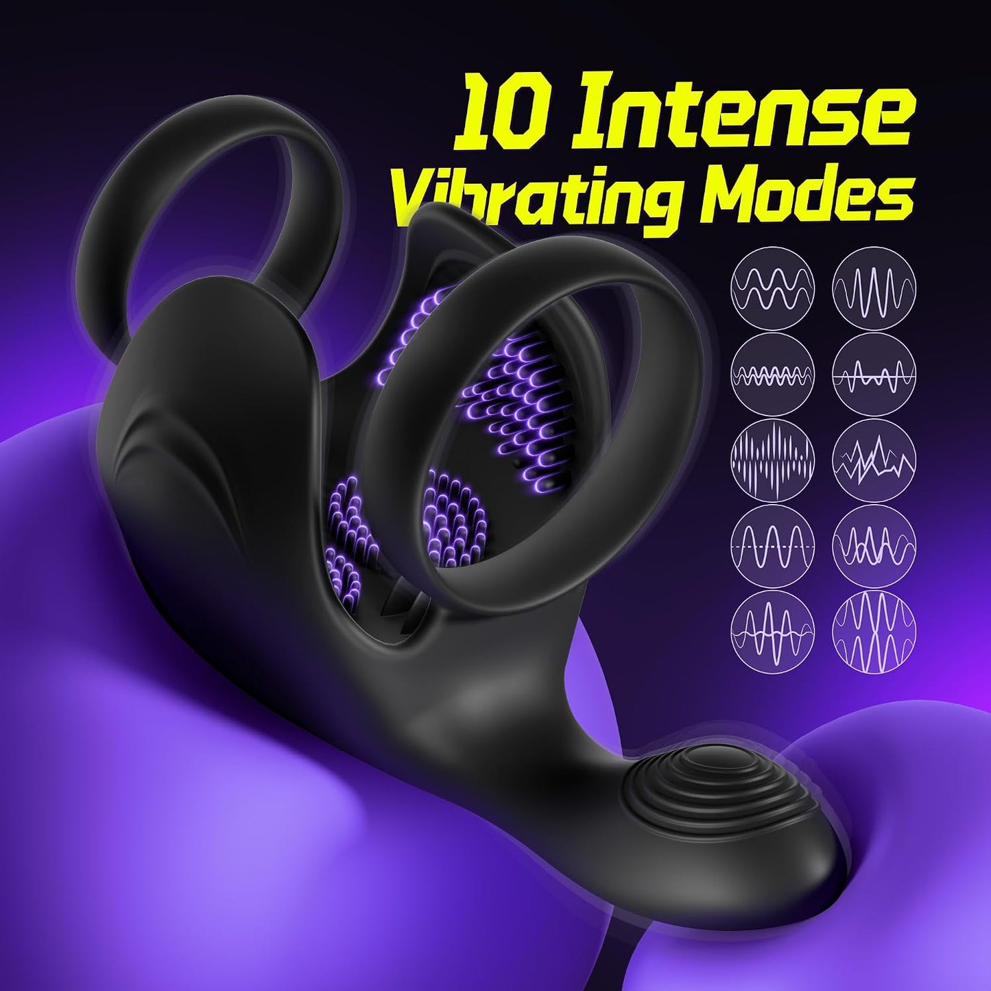 Testicle Cock Ring Penis Vibrator Stimulator Masturbator with10 Vibration Modes