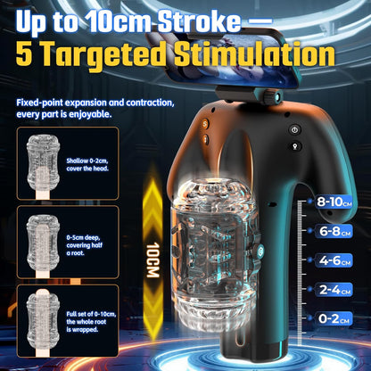 Automatic Masturbator Stroker Blowjob Sex Machine  with 5 Speed & 10cm Thrusting Modes