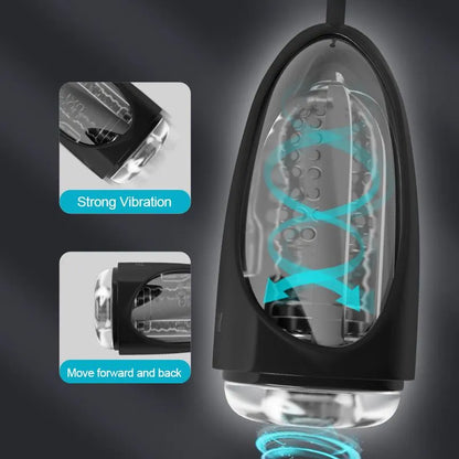 Black Piston Electric Masturbator Penis Trainer Vibrator with Strong Suction & Vibration Modes