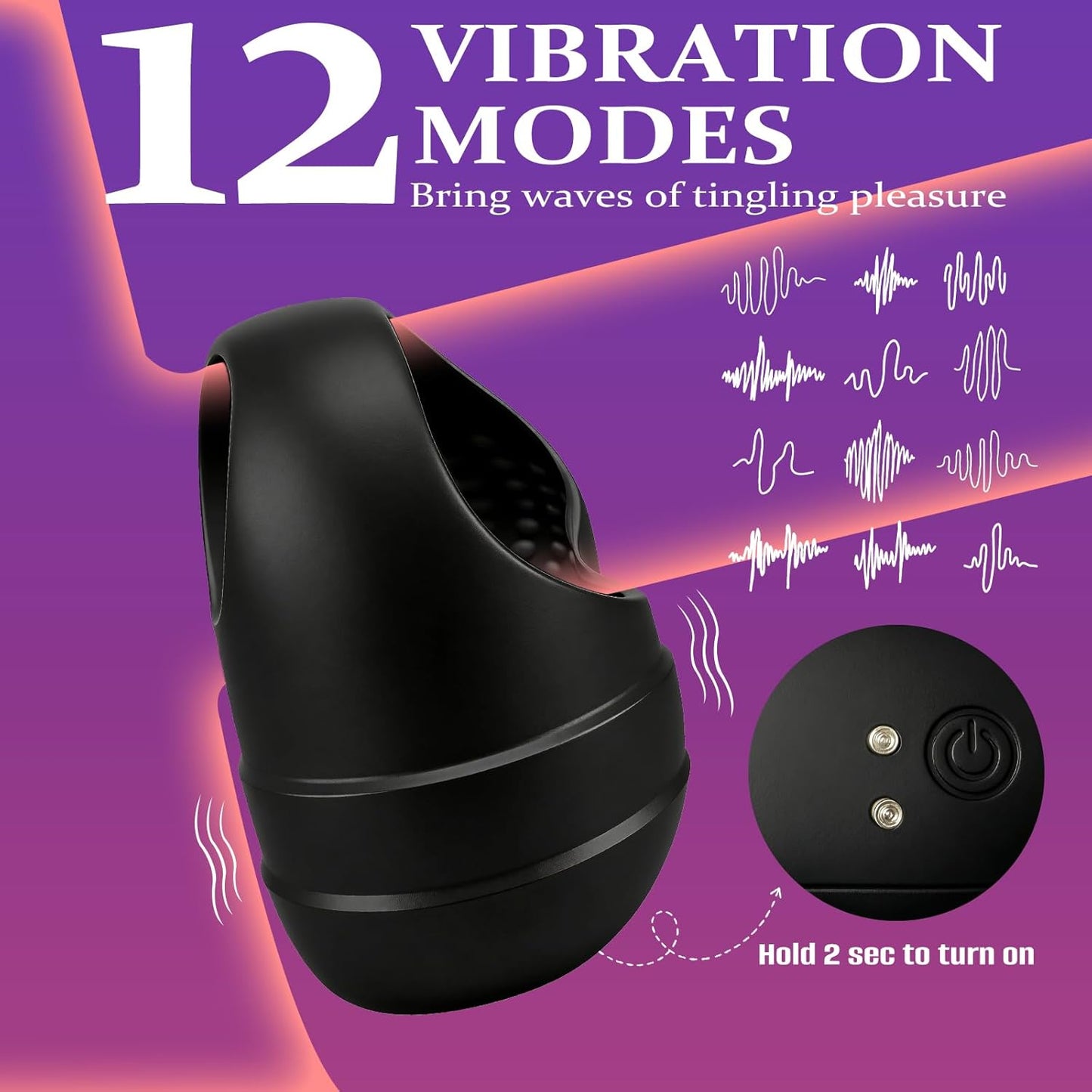 Testicle Stimulator Cock Ring Vibrator Penis Trainer Massager with 12 Modes