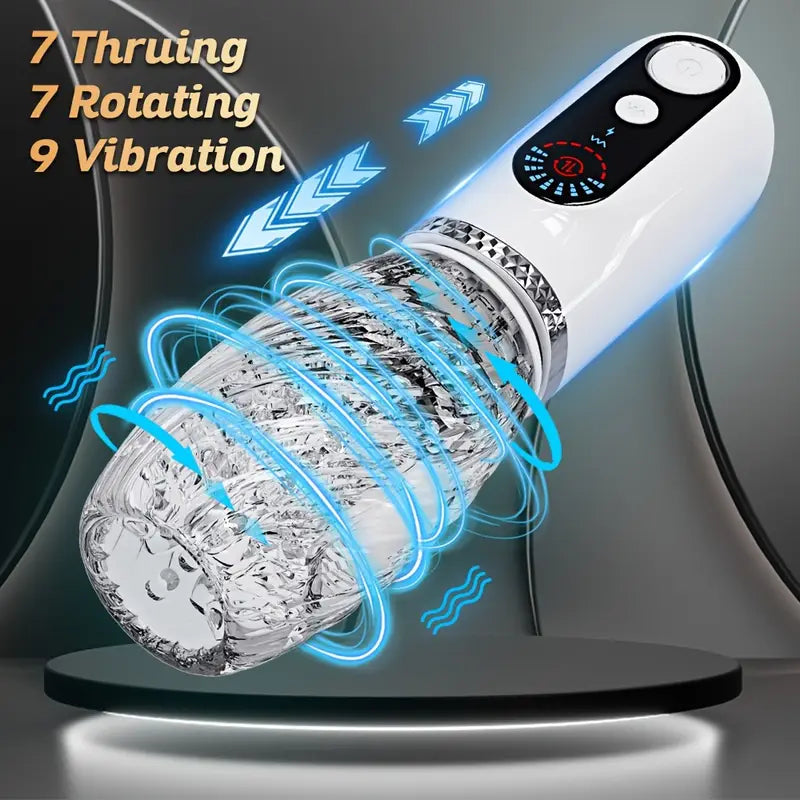 Automatic Masturbator Penis Trainer with 7 Thrust & Rotation & 9 Vibration Modes
