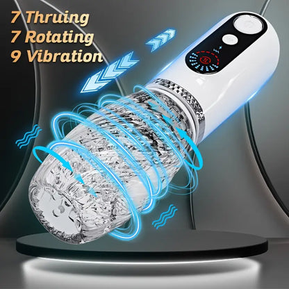 Automatic Masturbator Penis Trainer with 7 Thrust & Rotation & 9 Vibration Modes
