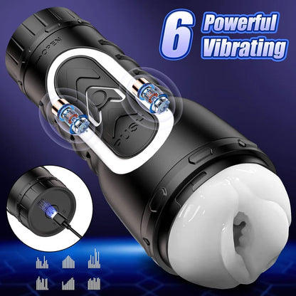 Electric Masturbator Stroker Blowjob Sex Machine with 6 Vibration Modes