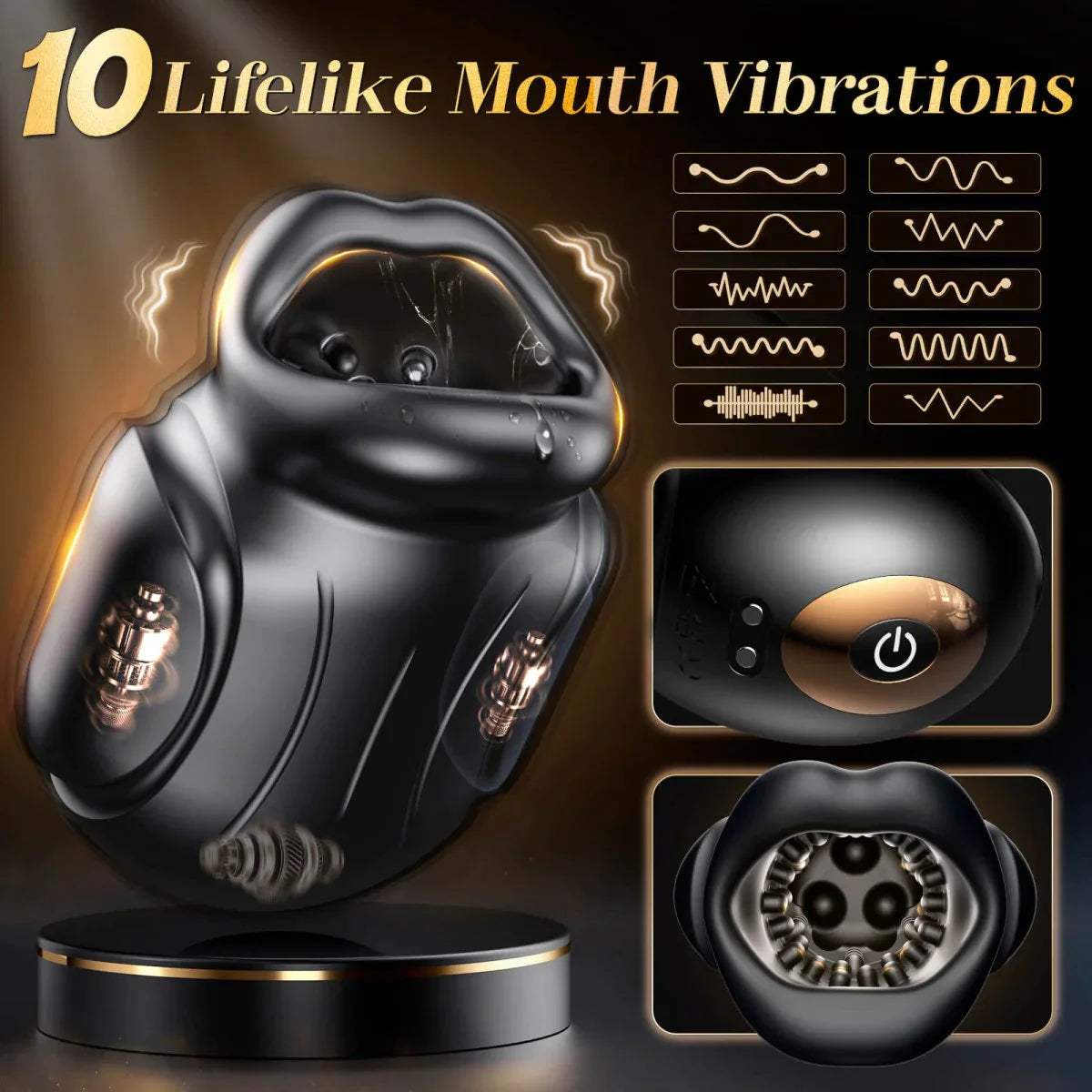 Mouth Blowjob Stroker Penis Trainer Masturbator with 10 Vibrating Modes