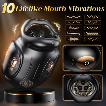 Mouth Blowjob Stroker Penis Trainer Masturbator with 10 Vibrating Modes