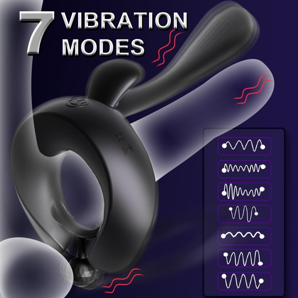 3 IN 1 Cock Ring Penis Trainer Vibrator Massager with 7 Powerful Vibration Modes