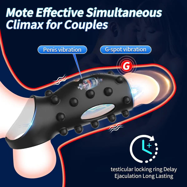360° Soft Beads Rubbing Penis Trainer Cock Ring Stimulator with 10 Vibration Modes