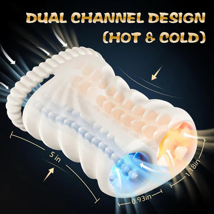 2 Tunnel Holes Penis Trainer Vibrator Masturbator with 10 Vibration Modes