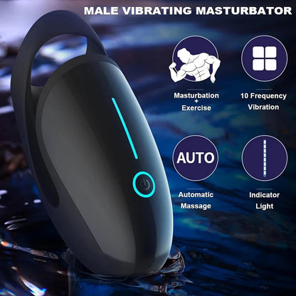 Automatic Penis Trainer Vibrator Glans Massager Masturbator with 10 Vibration Modes